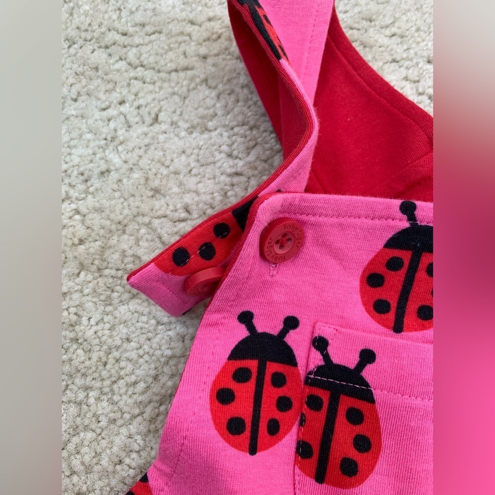 Toby Tiger NWT Size 18-24 Months Organic Ladybug Dungarees Overalls - Picture 6 of 9